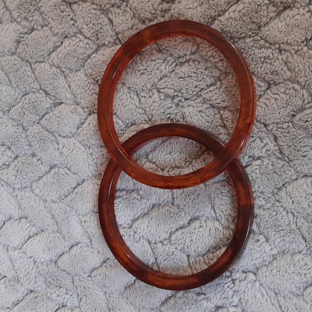 Set of two Vintage Art Deco era Tortoise shell Bakelite Spacer Bracelets